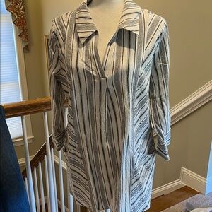 Soft Surroundings Black and White Striped Tunic, NWT, L